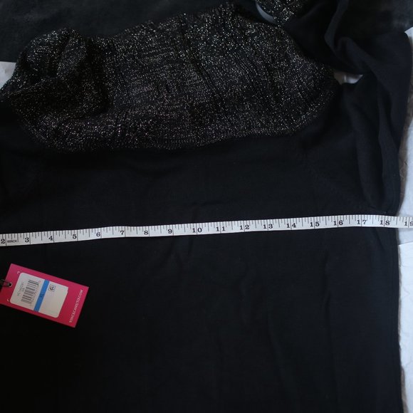 NWT Cuff Knit Black Off the Shoulders midi Dress with Lurex. - Picture 14 of 14